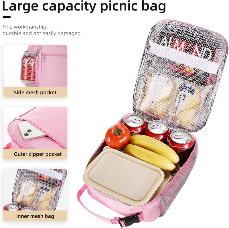 Lovoeo Lunch box Lunch bag for men women Insulated Lunchbox Lunch bags for Work Picnic Travel (Pink) - Image 4